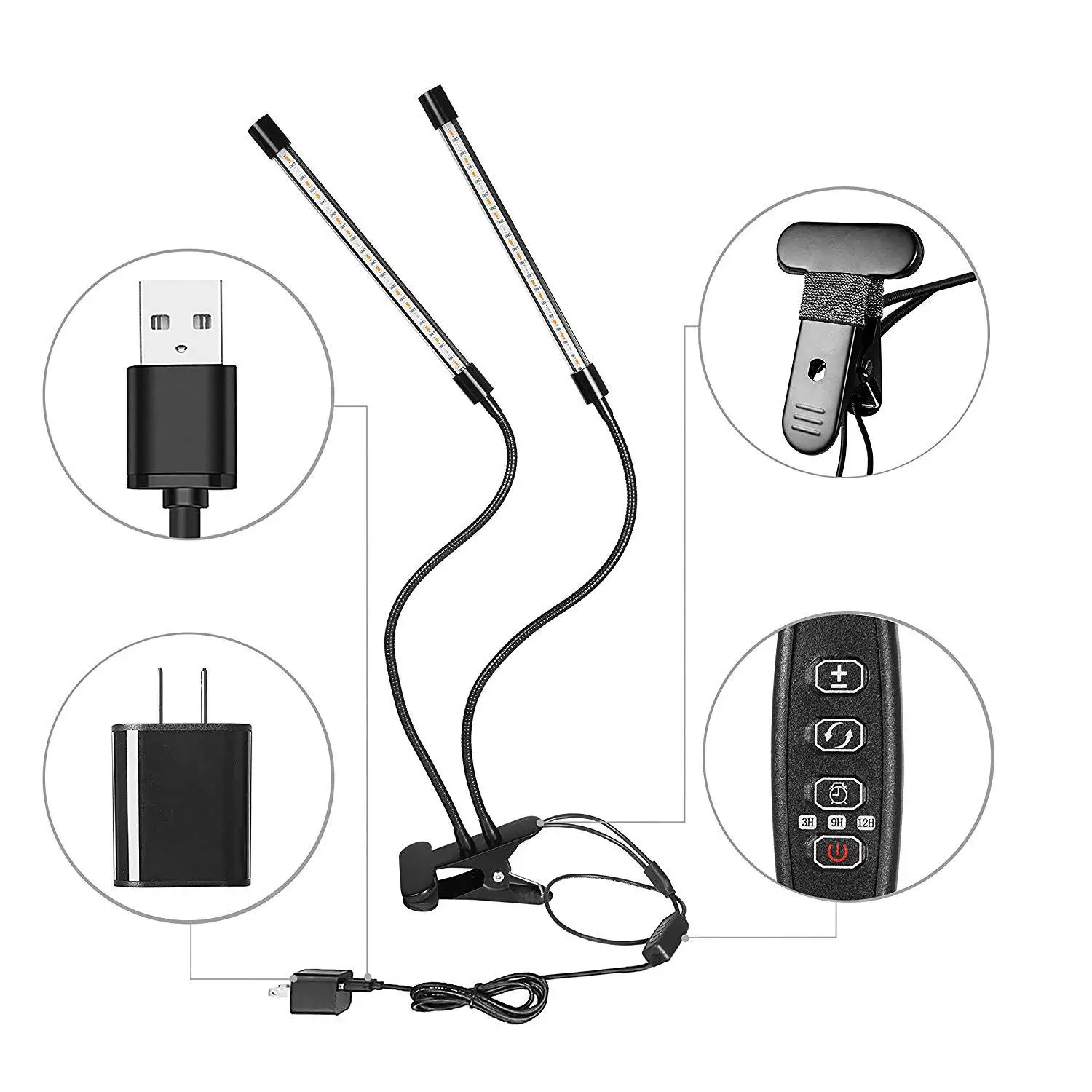 

2018 New Style Double-Tube Strip Clip Plant Lamp LED Full Spectrum Plant Growing 20W Manufacturers Direct Selling
