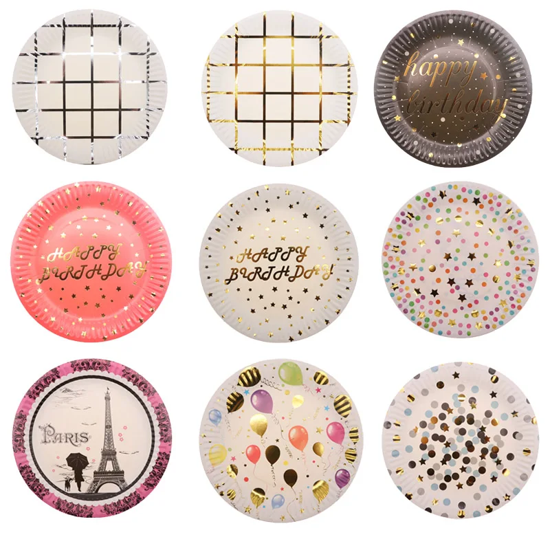 

Disposable Tableware Set Disposable Paper Plate Straw Cup Gold Black Red for Wedding Birthday Decoration 10pcs Party Supplies