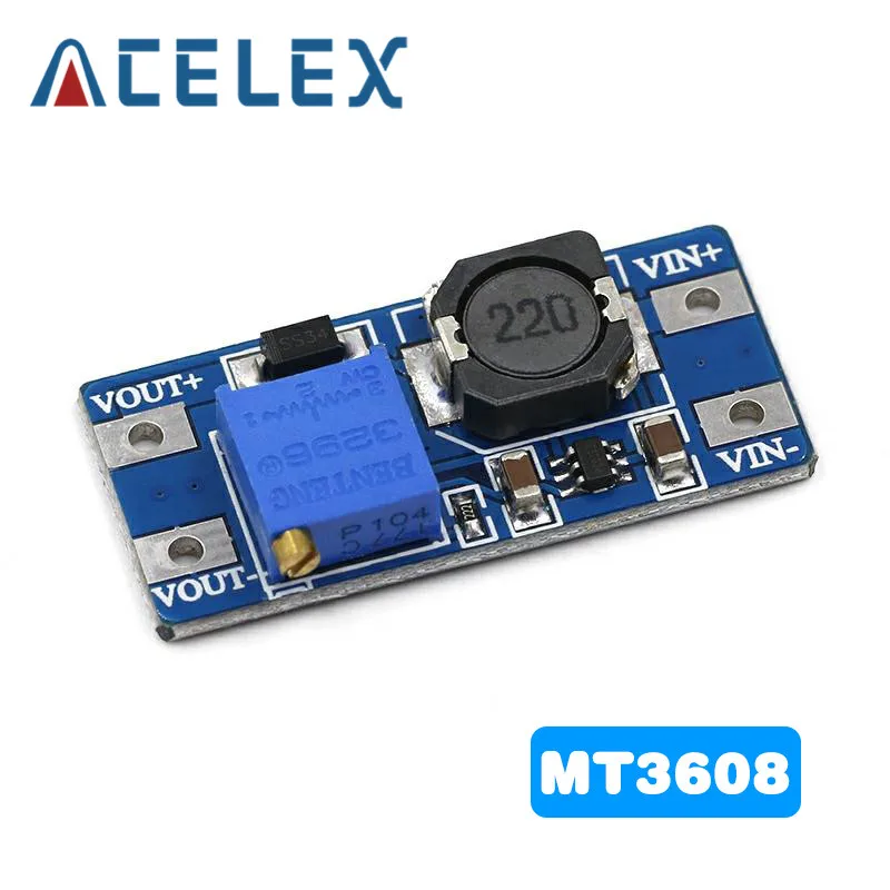 1 шт. MT3608 DC регулируемый Повышающий Модуль 2A повышение пластина Step Up с MICRO USB 2V 24V 5V 9V