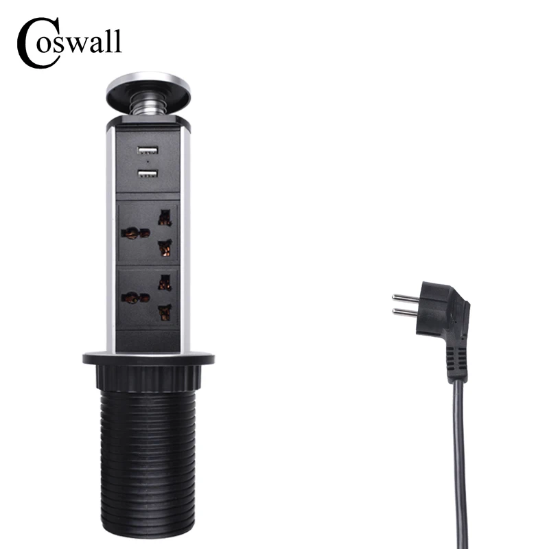  COSWALL PULL POP UP 2 toma de corriente Universal 2 puerto de carga USB cocina tomas de mesa encime