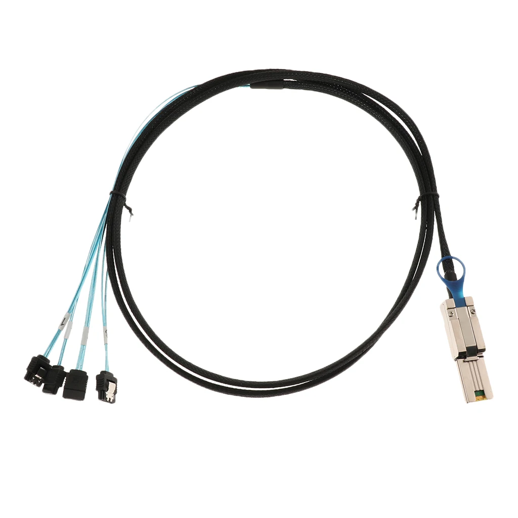 2x Mini SAS 26P SFF 8088 в 4x SATA 7Pin 6 ГБ/сек. Кабель адаптер 30AGW и защелка 2 м|Компьютерные