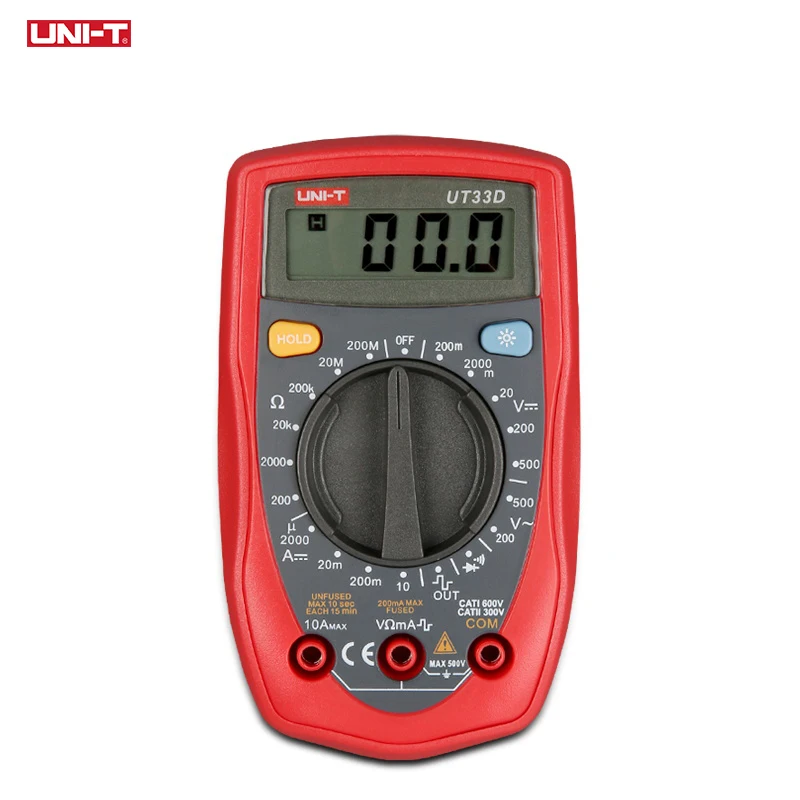 

UNI-T UT33 Digital Mini Multimeter 500V AC DC Voltage Current Ohm Meter Ammeter Transistor Continuity Multi Tester