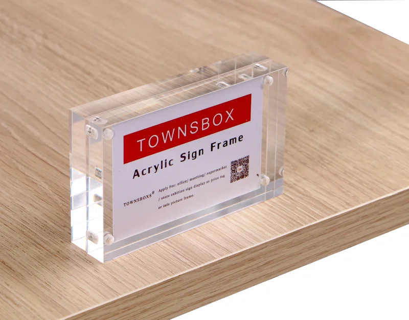 Details about   Acrylic Block Strong Magnetic Label Frame Desk Sign Holder Crystal Photo Frame 