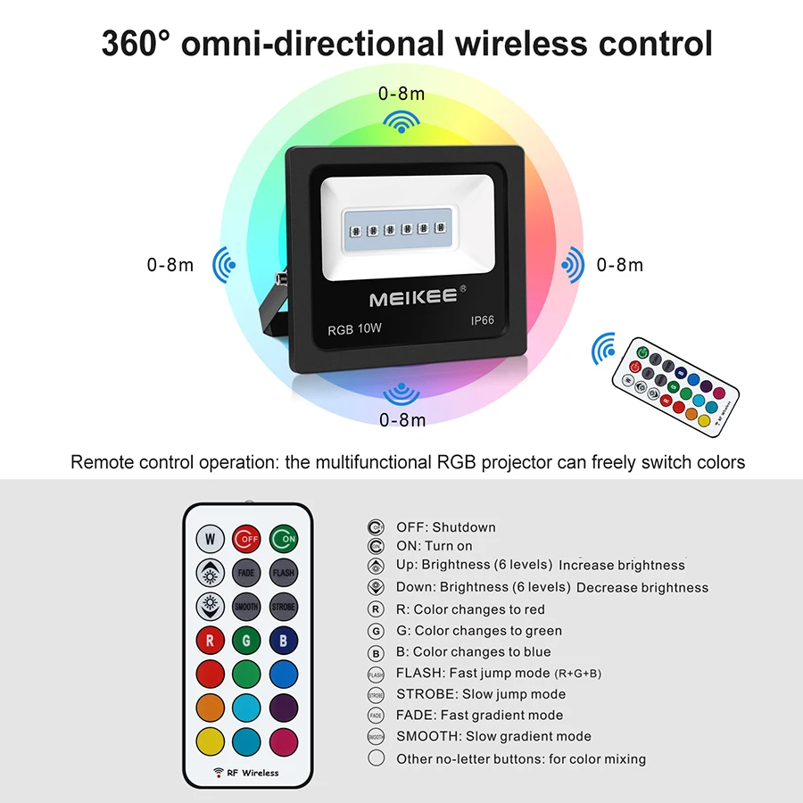 10 Вт RGB Светодиодный прожектор светильник AC100-240V водонепроницаемый Светодиодный прожектор светильник s Открытый Точечный светильник s поисковый светильник s с пультом дистанционного управления для улицы сада