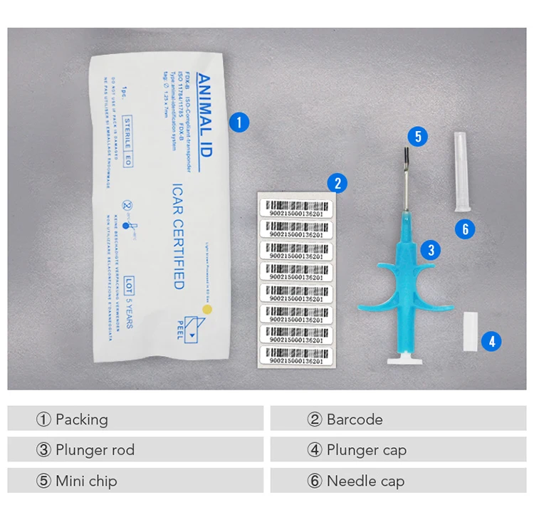 60pc 1.4*8 2*12 gato cão microchip animal