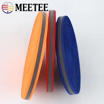 

Meetee 50Yards 1cm Nylon Fluorescent Silver Reflective Webbing Ribbon Safe Warning Tape Trims DIY Garment Bags Shoes Material