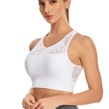 Top esportivo respirável feminino, sutiã à prova de choque para ioga, treino fitness, corrida, roupa esportiva sexy