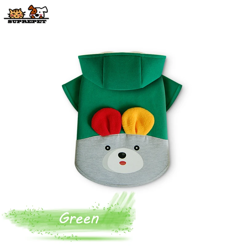 Одежда для собак SUPREPET, куртка для французских бульдогов, кроликов, зимняя теплая хлопковая куртка с капюшоном для чихуахуа - Цвет: Зеленый