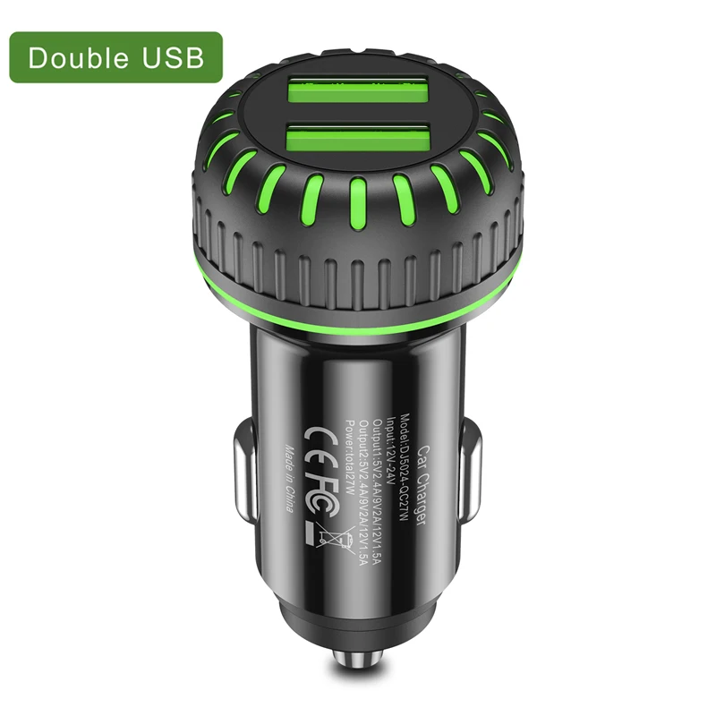 Lovebay 36 Вт автомобильное USB зарядное устройство Quick Charge 3,0 светодиодный светильник зарядное устройство для мобильного телефона 2 порта USB+ type C Быстрая зарядка Универсальное зарядное устройство - Тип штекера: Double USB Black