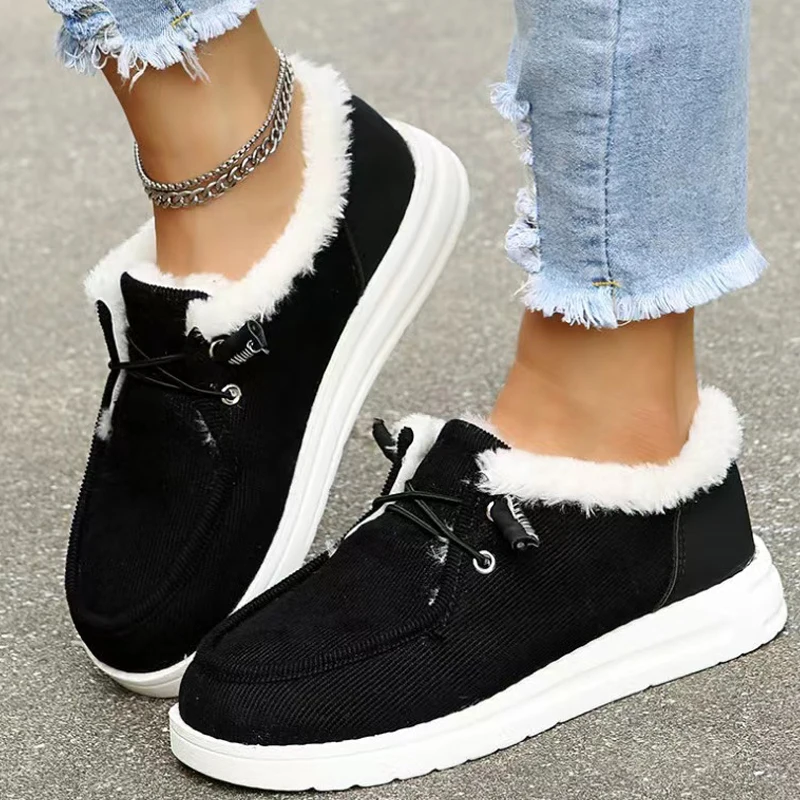 Dude Shoes Women Wendy Comfortable Flat Slip On Mujer Zapatillas Winter Warm Plush Vulcanize Sneaker Fur Mocassin Loafers Female