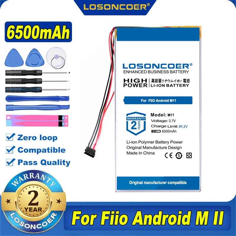 6500mAh Battery For Fiio M11 Accumulator Batterie 4-wire Plug FiiO Android HIFI Music MP3 Player Pro | Электроника
