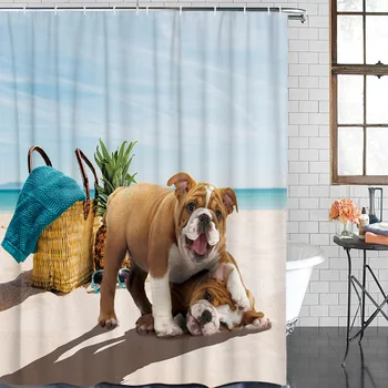 

Beach Pineapple Animal Poodle Cute Bathroom Shower Curtain Modern Household Shower Curtain