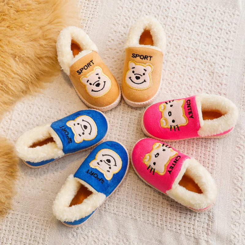 

2019 Winter Home Kids Slippers For Toddler Girl Slides Cartoon Baby Boys Flip Flops Room Skid Keep Warm Slippers For Children