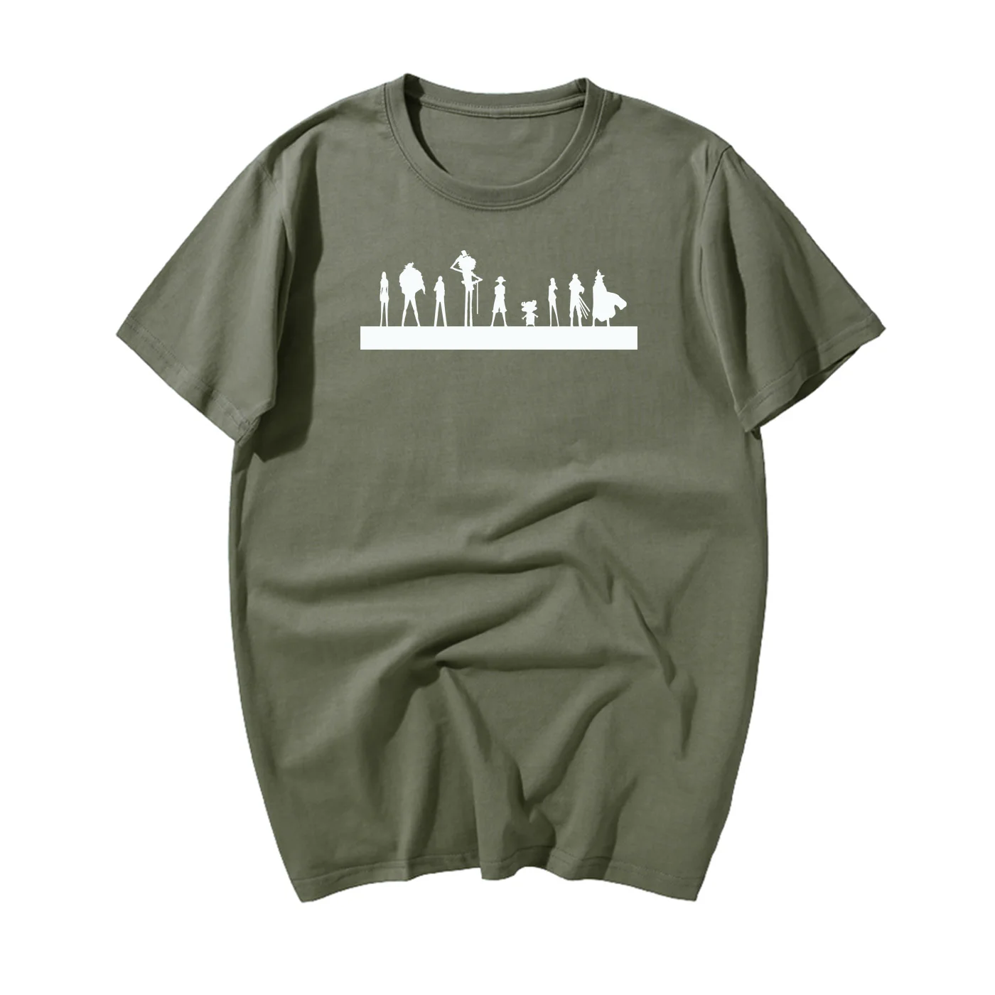 Dark Green 5 Брендовая цельная футболка, Мужская футболка с королем пиратов, Мужская футболка с Луффи, летняя новинка, японское аниме, Хлопковая мужская футболка с коротким рукавом - Цвет: Dark Green 5