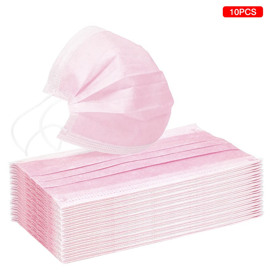 

10/20/50/100pcs Disposable Non-woven Face Mask Wimdproof Breathable Mask with Elastic Earband Pink/Balck