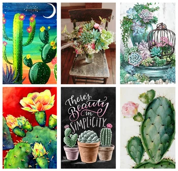 

5D DIY Diamond Painting Cactus Full Diamond Embroidery Cactus Text Cross Stitch Rhinestone Mosaic Decor