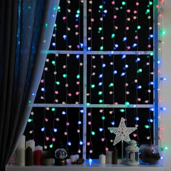 Slinger "Gordijn" 2X1.5 M Met "Egels" Bijlagen, IP20, Transparante Draad, 360 Led, Multi Glow, 8 Modi, 220 V Garland Voor Home Home Decor Decoratie