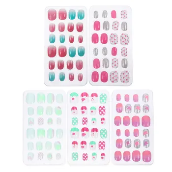 

5 Boxes Removable Lovely Manicure Supplies Nail Decal Fake Nails for Girls