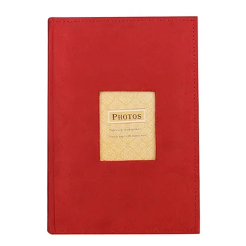

1pc 300 Sheets Photo Album Flannel Retro Albums Creative Memory Pictures Album Plug-in Photos Scrapbook (Red)