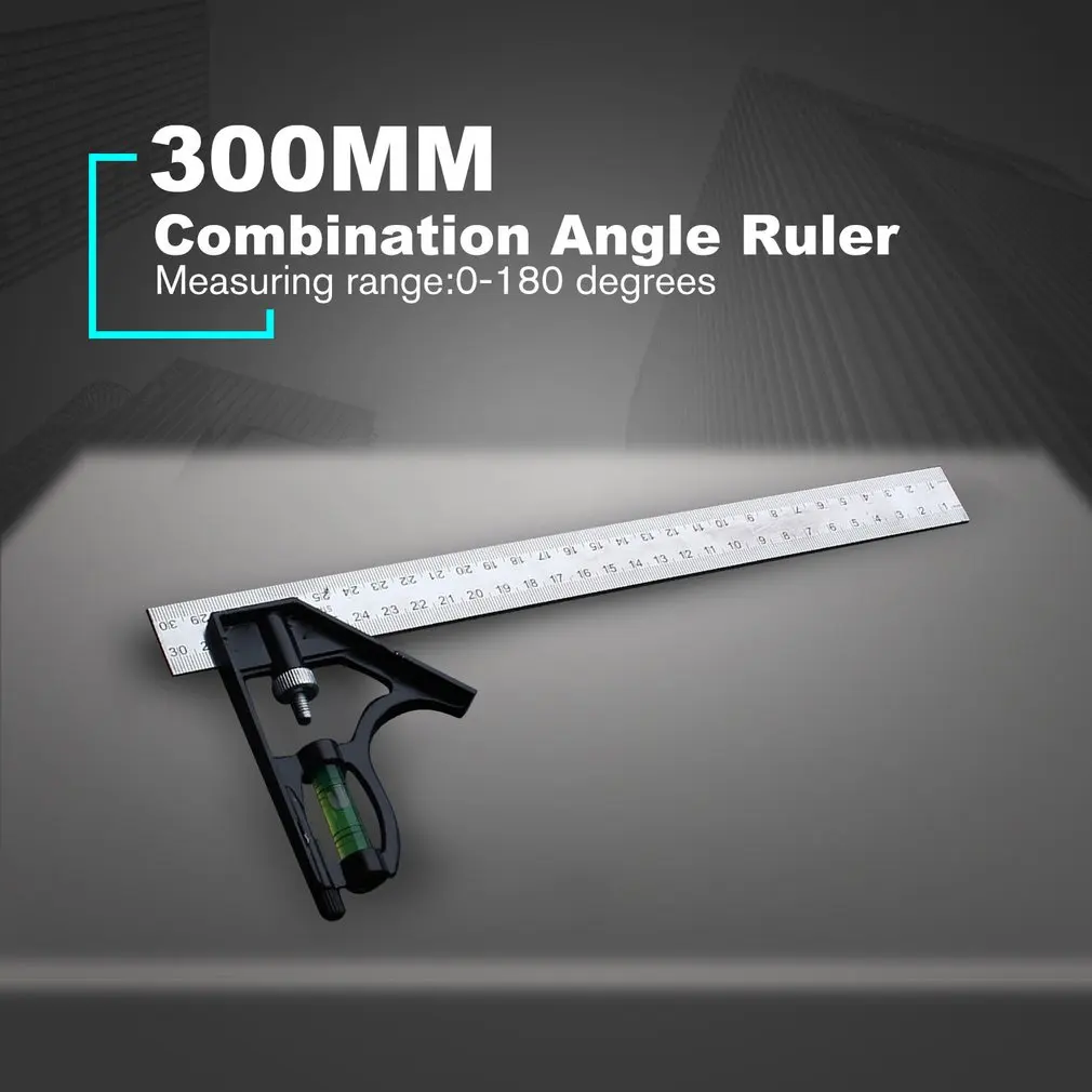 300MM Adjustable Combination Square Angle Ruler 45/90 Degree With Bubble Level Multifunctional Gauge Measuring Tools