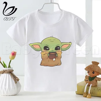 

Star Wars Lovely Baby Yoda Mandalorian Kids Summer Girls & Boys Funny Tshirt Children Print T-shirt Fashion Baby White Clothes