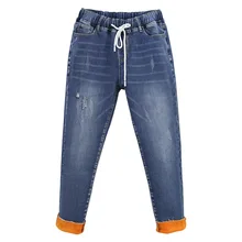 Женские вельветовые джинсы, женские зимние бойфренды, теплые плотные джинсовые штаны, повседневные джинсы с высокой талией, джинсы с флисовой подкладкой, брюки размера плюс