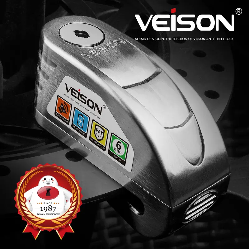 

VEISON Motorcycle Waterproof Alarm Lock Bike Steelmate Disc Lock Warning Security Anti theft Brake Rotor Padlock Alarma Moto##