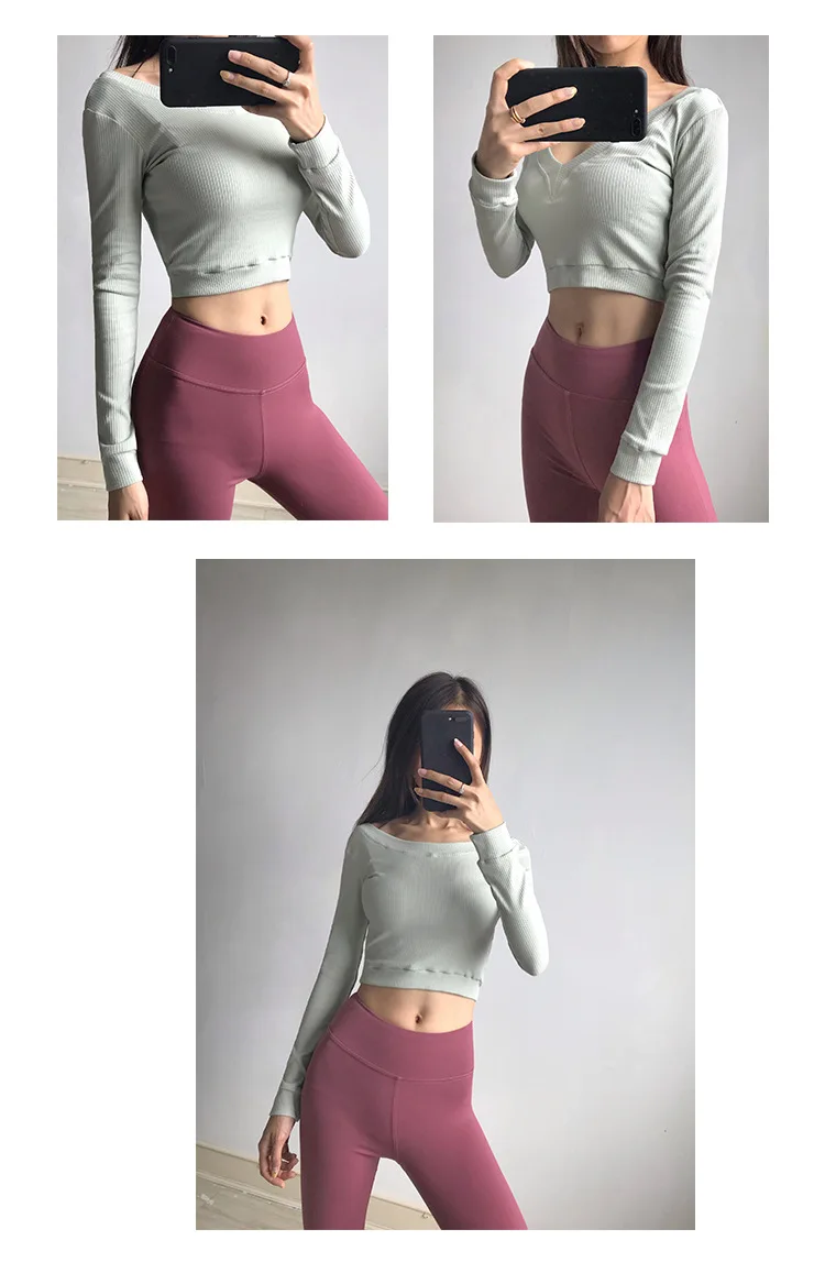 Camiseta corta de manga larga sin costuras Vital para mujer, camiseta de entrenamiento para gimnasio