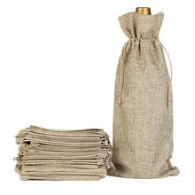 Льняные Чехлы для бутилок вина с кулиской 15*35 см Джутовая сумка для вина держатель носитель для подарков и украшения Рождественский подарок