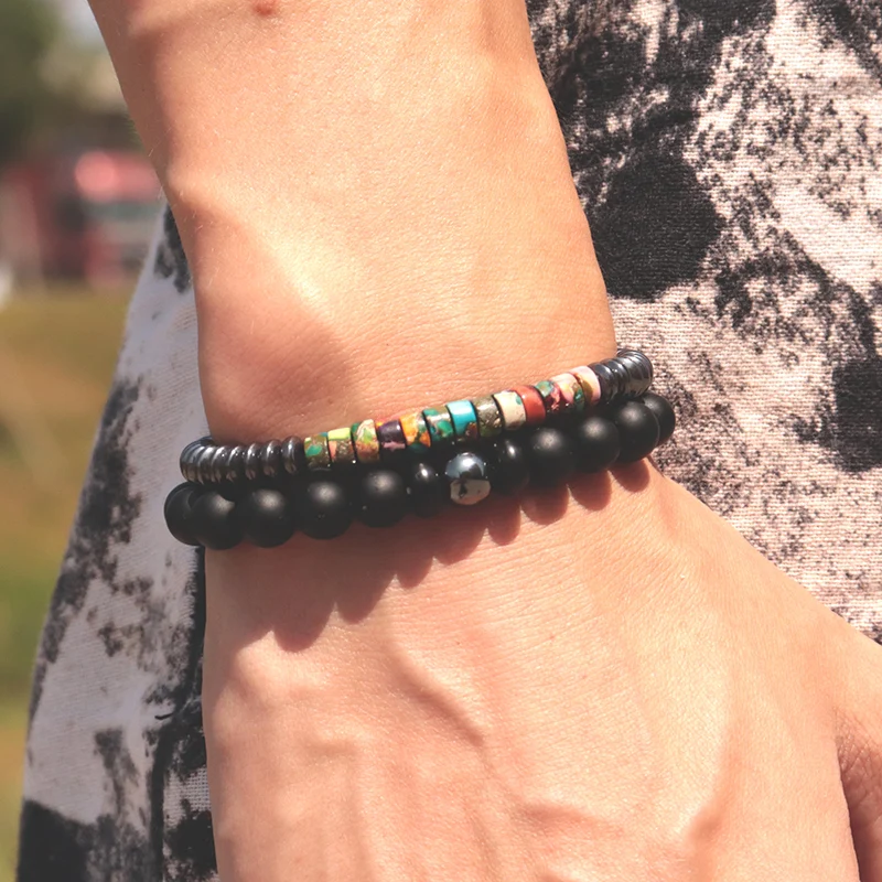 Noter Männer Perlen Armband Böhmischen Kaiser Stein Braslet Männlichen Charme Schmuck Zubehör Kühlen Biker Strang Brazalete Geschenk Für Ihn – Detail 2