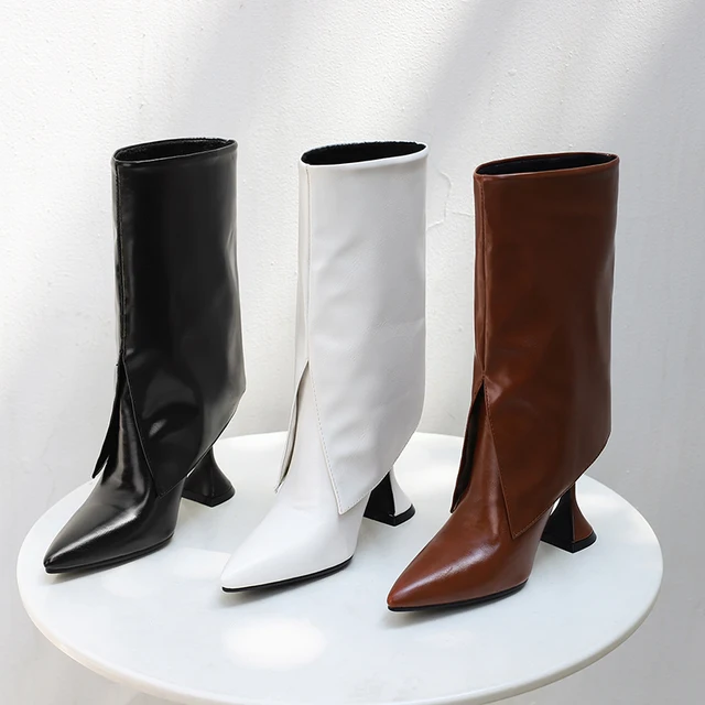 Novelty Splicing Sexy Mid Calf Modern Boots  5