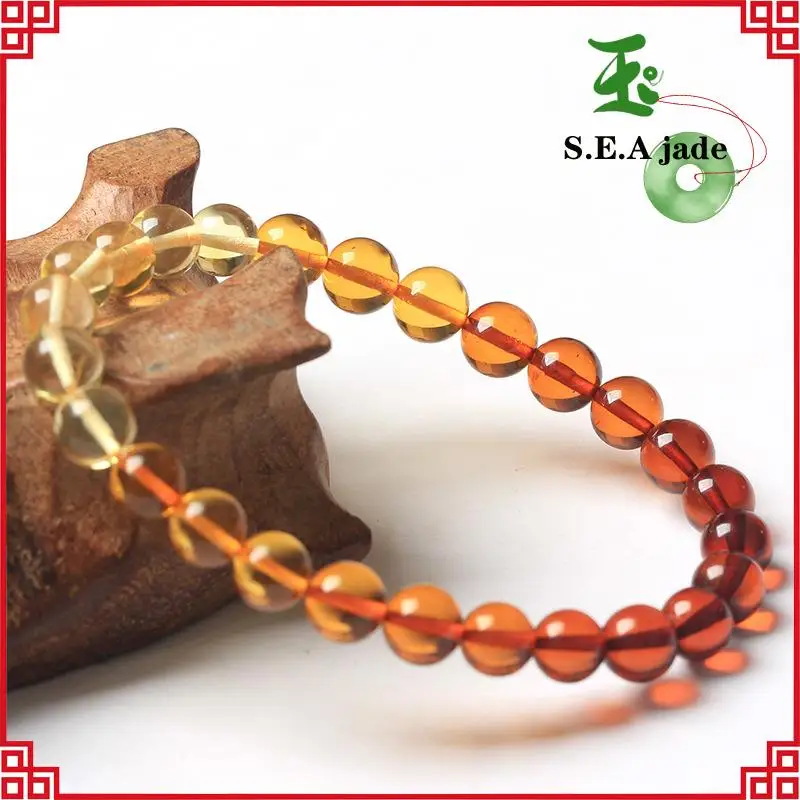Gradient Gold Amber Blood Beads Bracelet Beeswax Rainbow Couple Models | Украшения и аксессуары