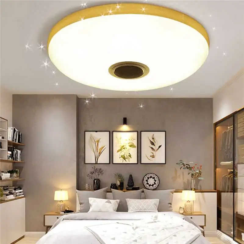 

new 80W LED Music Ceiling Light RGB bluetooth Speaker Lamp 108led lights Home 220V/110-260V Remote Dimmable APP Colorful Lightin