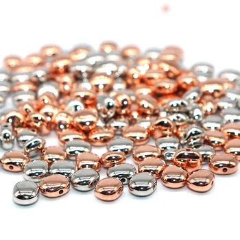 

8*6mm 100/200pcs CCB Beading Gold Silver Plated Loose Smooth Beads Seed Beads Spacer Bead for Jewelry Findings accessories DIY