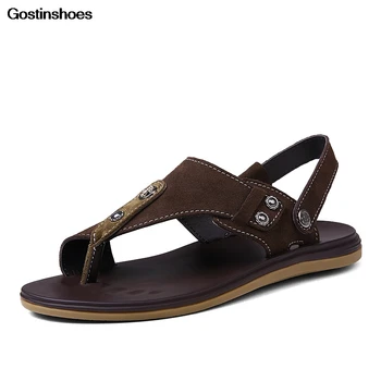 

Sandal Gladiator Sandals For Men Suede Leather Sandals Split Toe Casual Retro Sandale Homme Sandalias Masculina