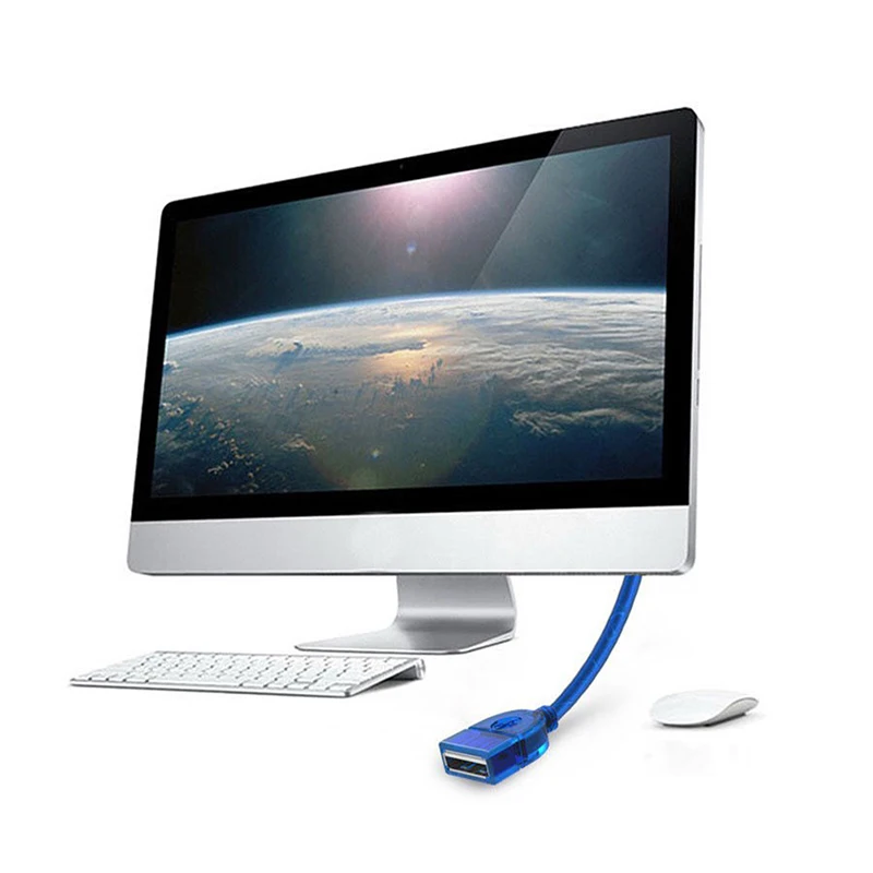 0,3 M 0,5 M 1,5 M 3M 5M USB2.0 Удлинительный кабель для мужчин и usb-адаптер для женщин прозрачный синий анти-помех двойное экранирование