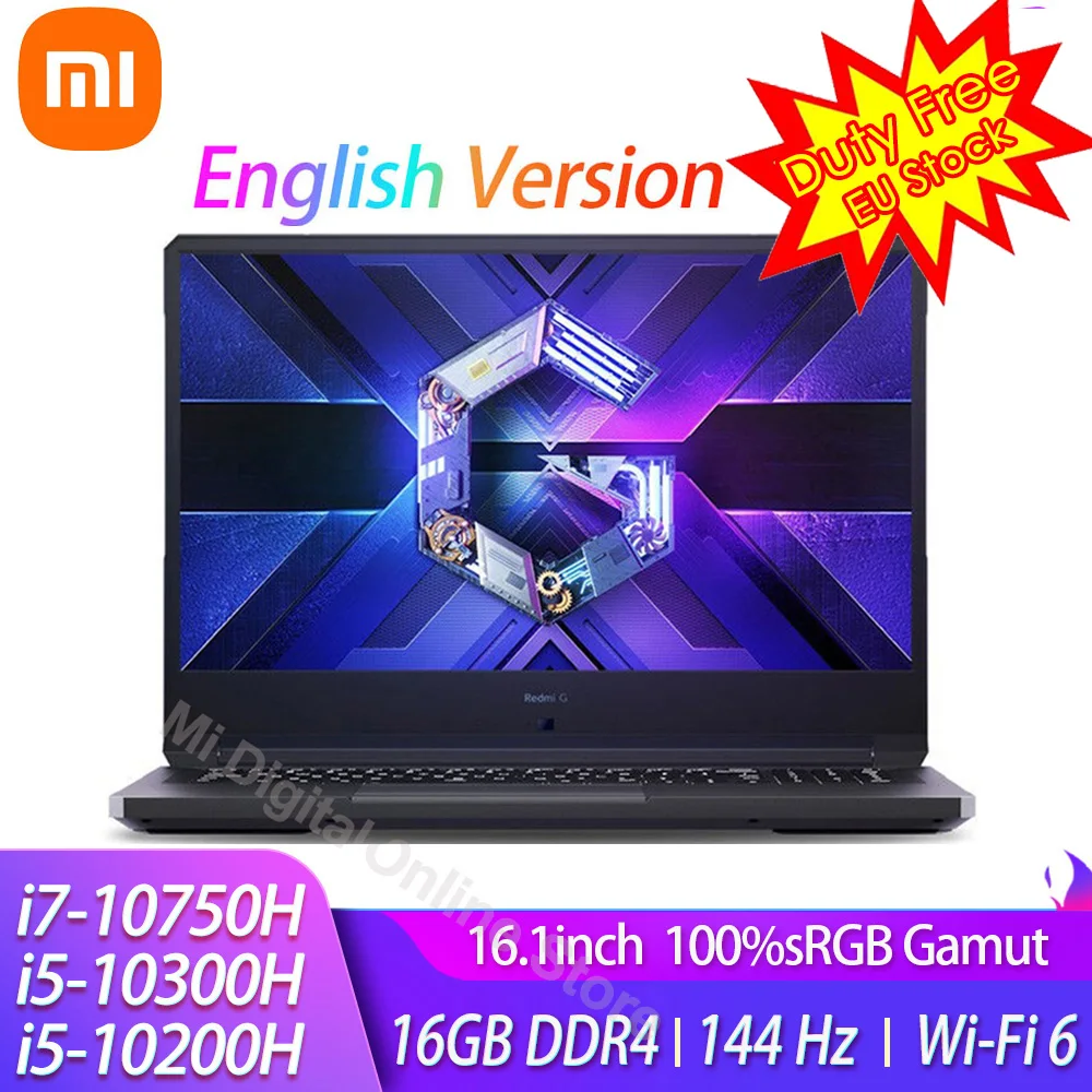 Versión Global Xiaomi Redmi G portátil de juegos de 16,1 pulgadas Intel Core i7-10750H GTX1650 TI 16GB DDR4 512GB SSD 100% sRGB computadora