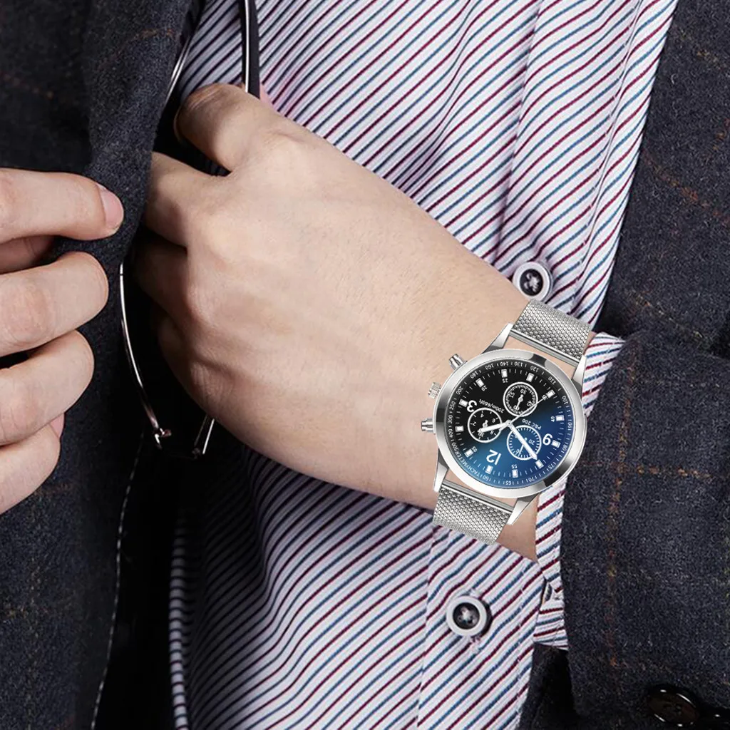 Reloj Hombre высококачественные мужские часы Роскошный сетчатый ремешок мужские часы кварцевые наручные часы лучший бренд Мужские часы Relogio Masculino# W