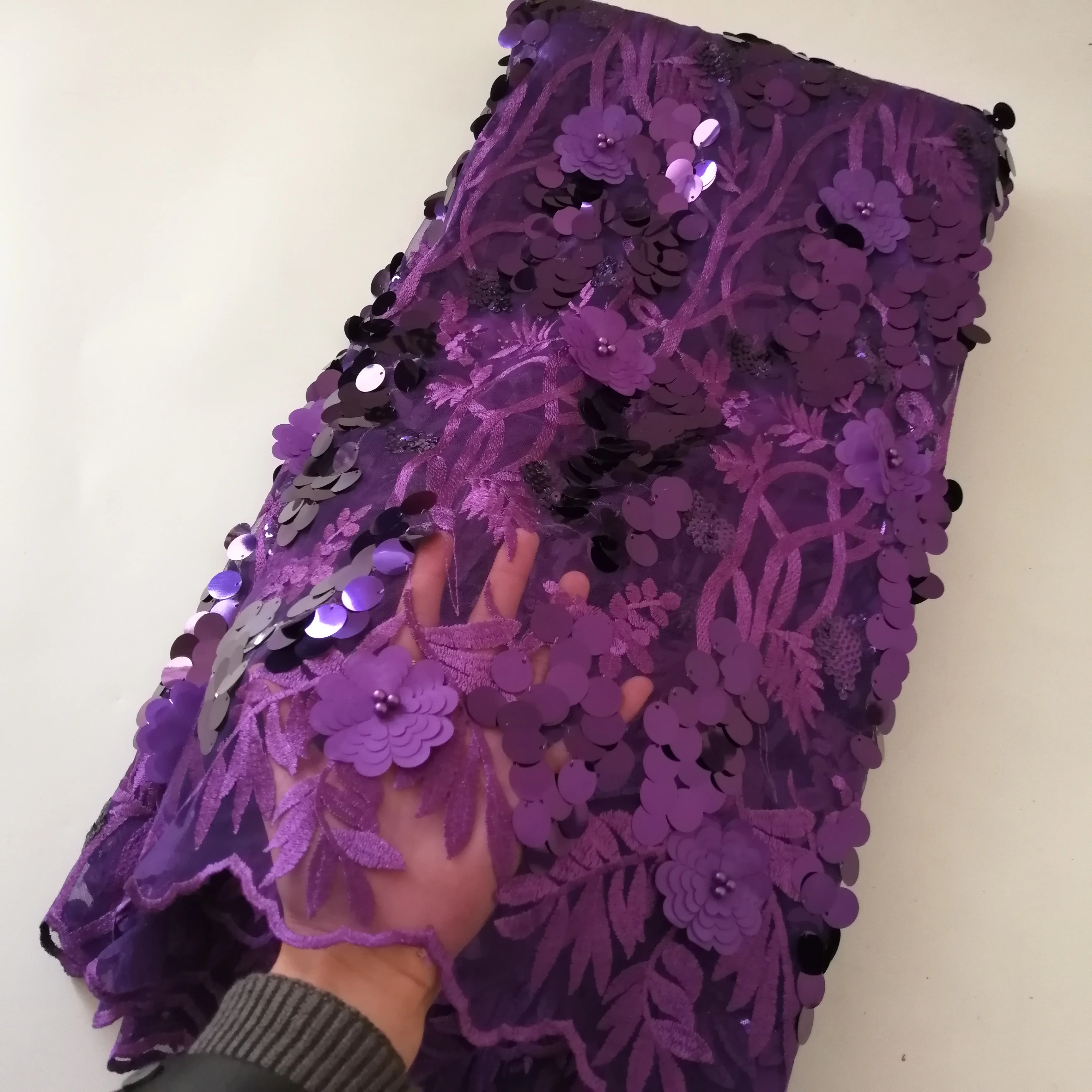 

3D Lace Fabrics Sequins Beads Tulle Lace 2019 High Quality French Laces Fabric African Dresses Wedding Styles