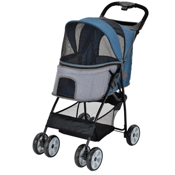 

Pet Out Cart Four-wheeled Lightweight Folding Cart Cat Dog Cart Pet Stroller Small and Medium Cat
