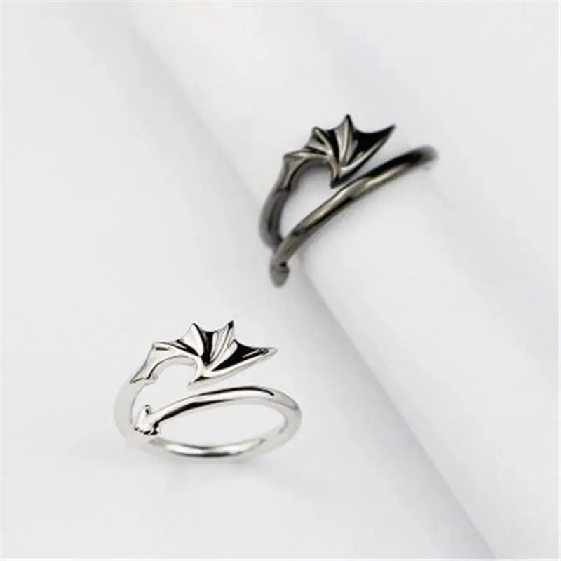 1 шт. новые хэллоуинские кольца Znic сплав Ангела Крыло Серебро& Gunmetal палец кольцо для женщин мужчин влюбленных пар Ювелирные изделия Подарки