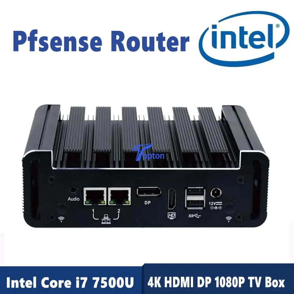 7*24 часа работы 2* LAN мини ПК Intel i7 7500U i5 6200U i3 6100U DDR4 Pfsense маршрутизатор 2COM AES-NI DP HDMI Linux сетевой сервер WiFi