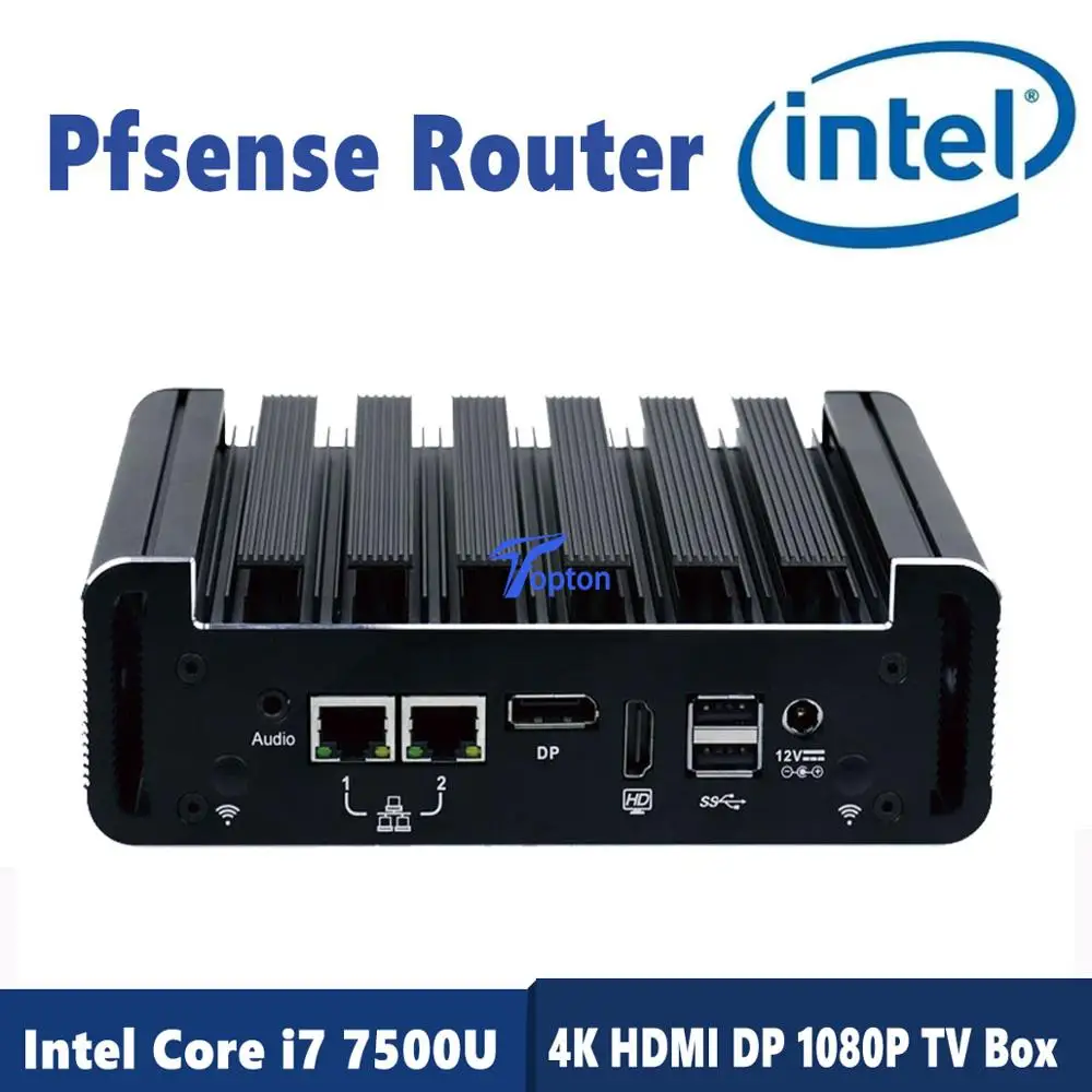 7*24 часа работы 2 * LAN мини ПК Intel i7 7500U i5 6200U i3 6100U DDR4 Pfsense маршрутизатор 2COM AES-NI DP HDMI Linux сетевой сервер WiFi