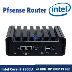 7*24 часа работы 2 * LAN мини ПК Intel i7 7500U i5 6200U i3 6100U DDR4 Pfsense маршрутизатор 2COM AES-NI DP HDMI Linux сетевой сервер WiFi