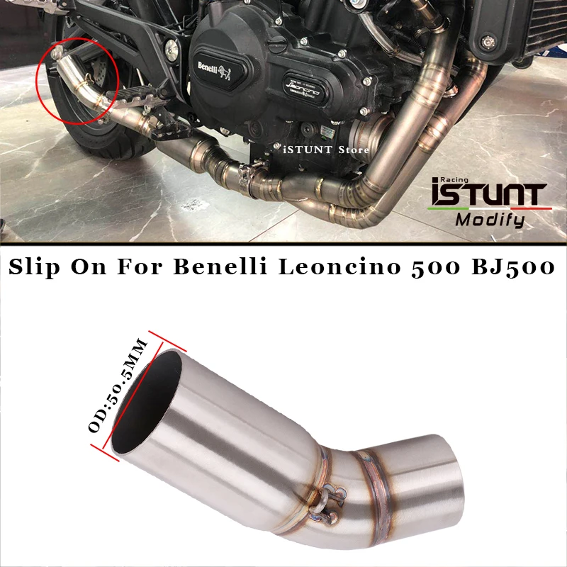 

Motorcycle Exhaust Escape Stainless Steel Middle Link Pipe Connect 51MM muffler Slip On For Benelli Leoncino 500 BJ500