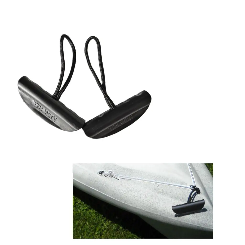2 Pieces Nylon Kayak Canoe Pull Handle Carry Handle & Cord Universal for Marine Boat Rubber Dinghy