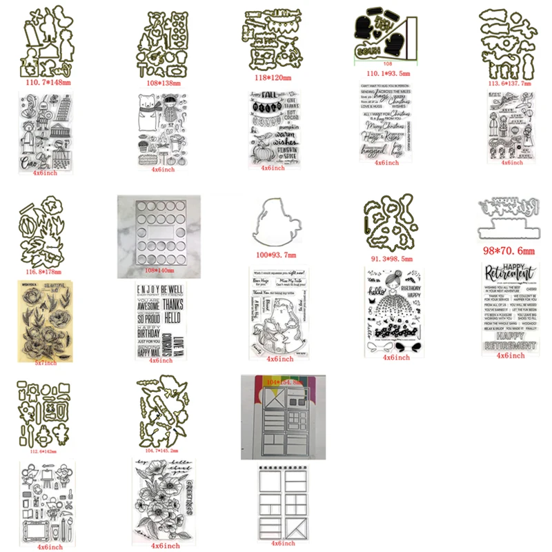 

Many Hot-selling New Popular Transparent Clear Stamps Matching Metal Cutting Dies for DIY Scrapbooking Cards Crafts 2019 New