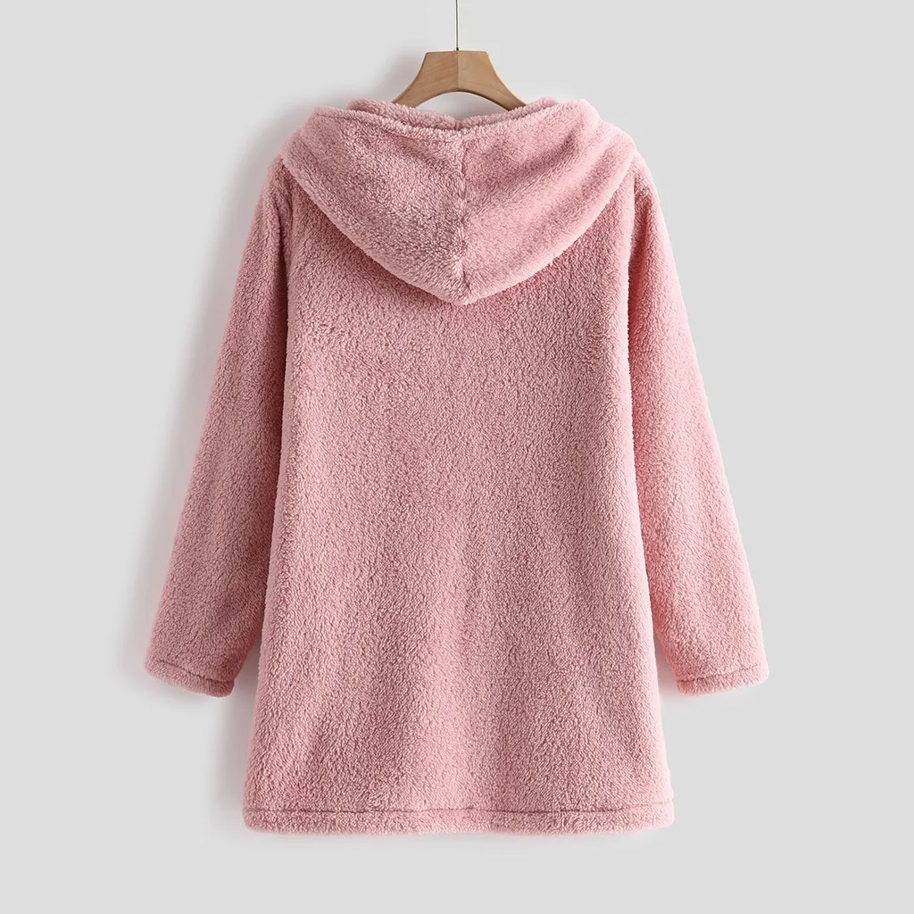 Ropa mujer, женские толстовки с длинным рукавом, одноцветные, теплые, флисовые, на пуговицах, негабаритные, с капюшоном, пальто bluza damsk moletom feminino