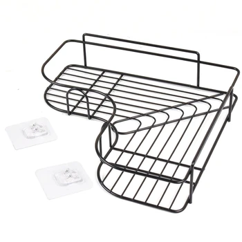 

2020 Kitchen Hanging Storage Shelves Wall Mounted Free Punch Shelf Hooks For Kitchen Products Bathroom Shelf Storage Holder