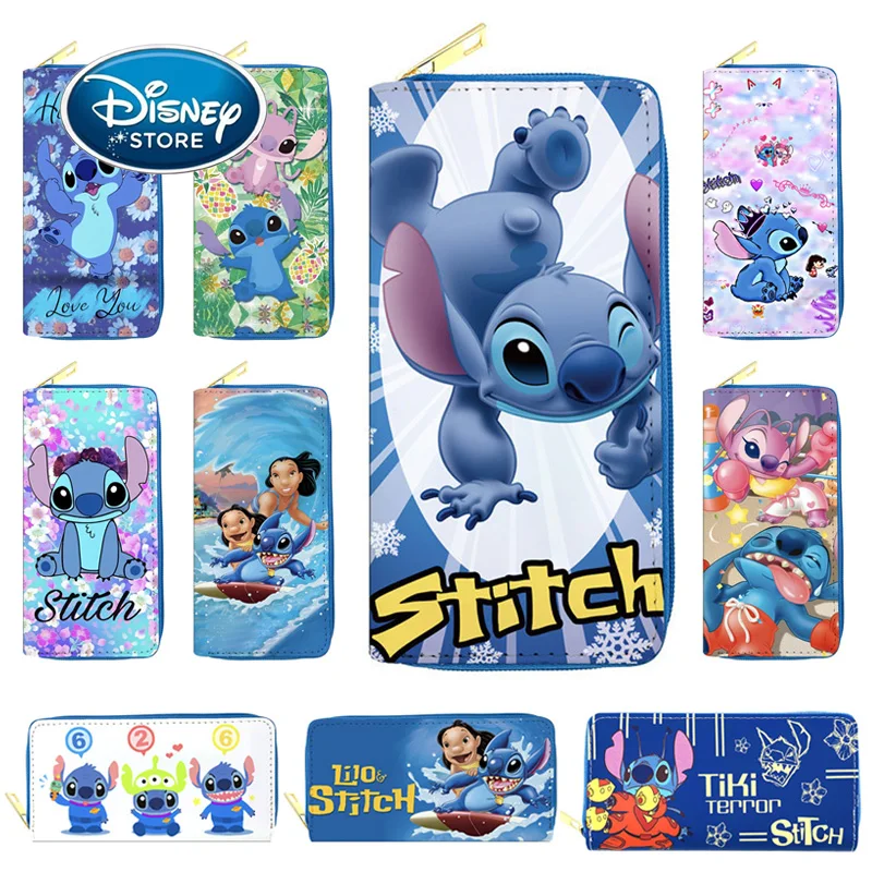 

Длинные кошельки Disney Stitch для женщин, Дамский бумажник из искусственной кожи с аниме Лило и Стич, клатч с монетницей, кредитницей и удостоверением личности